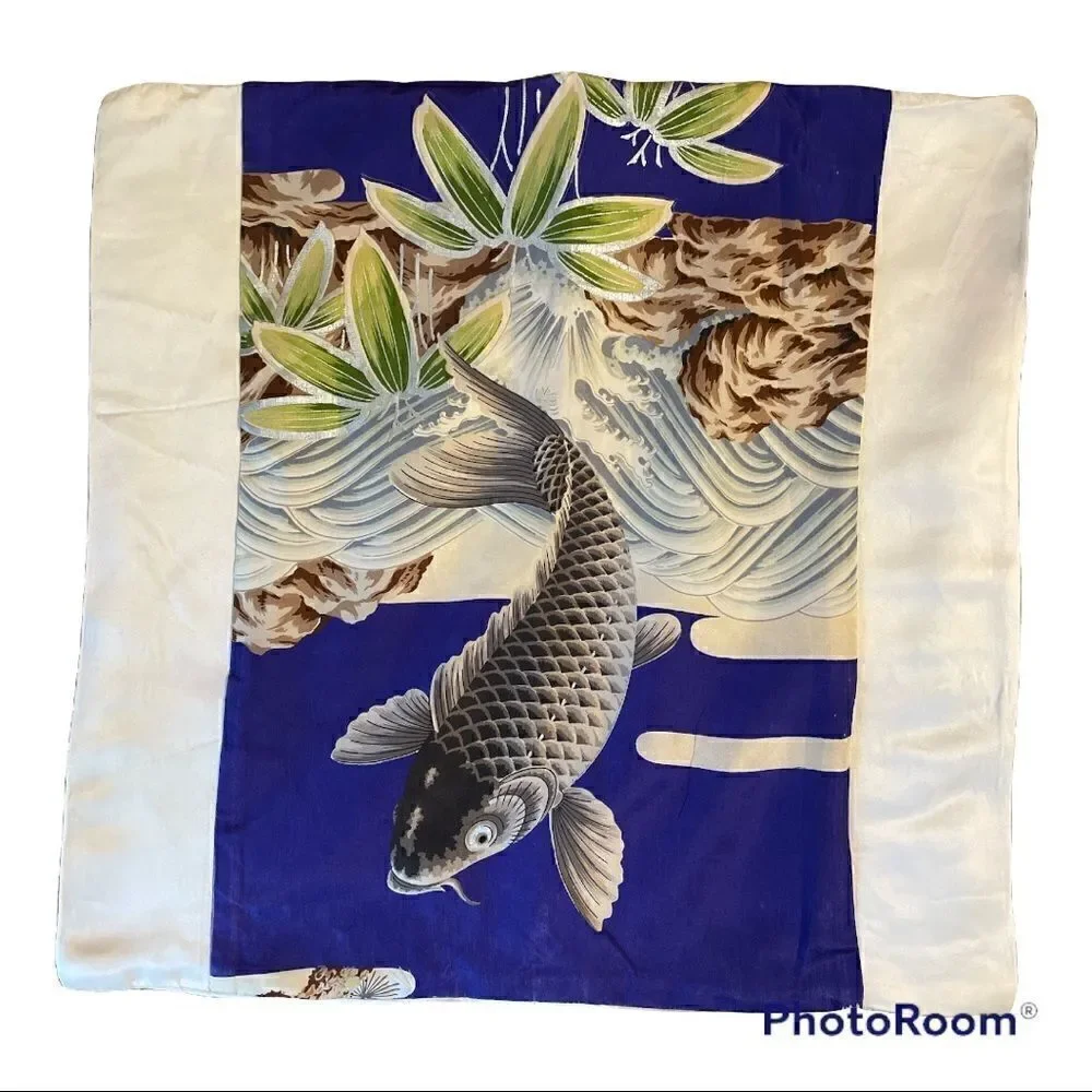 Asian  Fish Design Silk Cushion cover